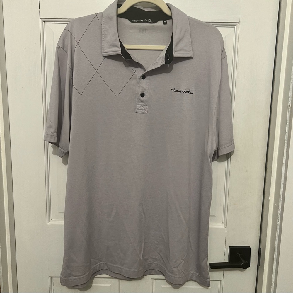 Travis Mathew Men's XL Polo Shirt Gray Performance Golf Logo|Excellent Condition - Picture 4 of 12